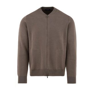 Drumohr Bomber Jackets, male, Beige, M, Full-Zip Knit Bomber