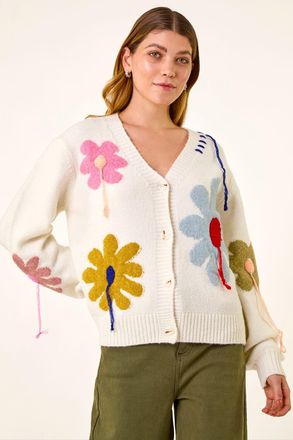 Roman Floral Stitch Knit Cardigan