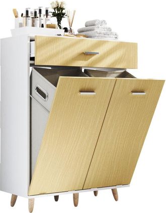 VCM Gabinete De Ropa De Madera Vcm Resto De Lavander&iacute;a Caja De Lavander&iacute;a Cesta De Lavander&iacute;a Dimensiones Aprox. Al. 101 X W 79 X P. 35 Cm - Landos M (bla