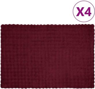vidaXL Faux Rabbit Fur Blanket 4 pcs Bordeaux Red 150 x 220 cm vidaXL