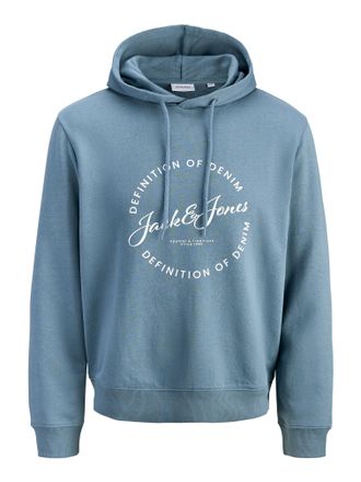 Jack & Jones Plus Size Kapuzensweatshirt JJGRAYSON SWEAT HOOD PLS, Herren, Gr. 4XL, blau mirage, angeraute Sweatware, Obermaterial: 60% Polyester, 40% Baumwolle, JACK & JONE