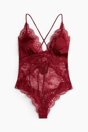 H&M Body aus Mikrofaser und Spitze - Rot