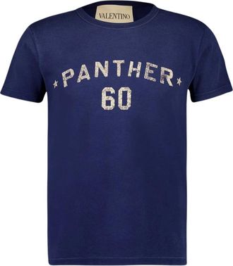Valentino Garavani Panther Short Sleeve Tee - Heren - T-shirts - Blauw - M - Katoen - Tops