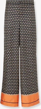 Fendi Pantaloni Pigiama in seta nera stampata - FENDI - gender_Woman