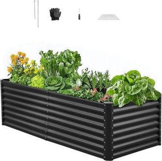 OEM Cama Elevada De Jard&iacute;n 180 X 90 X 60 Cm Rectangular, Jardiner&iacute;a Elevada De Metal Con Base Abierta Para Cultivo De Flores Plantas Hierbas Huerto Con Ac