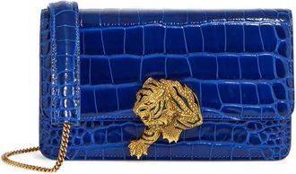 Roberto Cavalli Borsa a spalla con effetto coccodrillo - Blu