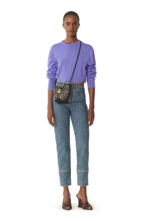 Lanvin Purple Wool Sweater With Grosgrain Detail in Lilac at Nordstrom, Size X-Large