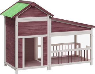 vidaXL Vidaxl - Caseta Para Perros Madera Maciza De Pino Moca 143x60,5x109 Cm