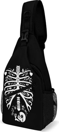 Generic Sugar Skull Maternity Skeleton Skelly Unisex Shoulder Bags Casual Crossbody Chest Bag Sling Backpack for Hiking Cycling Travel