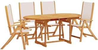 vidaXL vidaXL 5 Piece Garden Dining Set Solid Wood Acacia and Textilene
