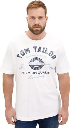 Tom Tailor T-Shirt TOM TAILOR PLUS, Damen, Gr. 4XL, wei&szlig;, Single Jersey, Obermaterial: 100% Baumwolle, bedruckt, bequem h&uuml;ftbedeckend, Rundhals, Shirts T-Shirt, 