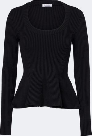 Alaia Ala&iuml;a Top peplum in misto lana