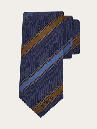 Ferragamo Men Regimental jacquard tie Blue