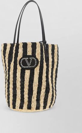 Valentino Garavani shopping tote bag raffia striped texture handles
