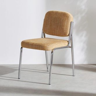 Maisons du monde Silla de tela amarilla y acero