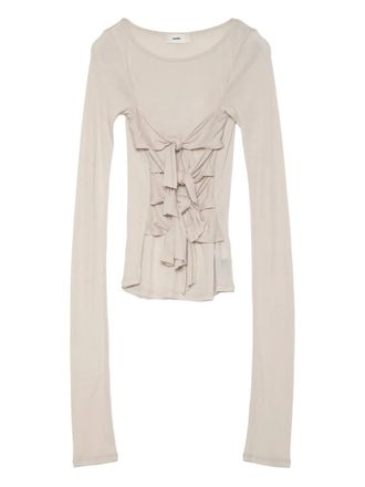 Muller Of Yoshiokubo knot-detail long-sleeve top - Neutrals