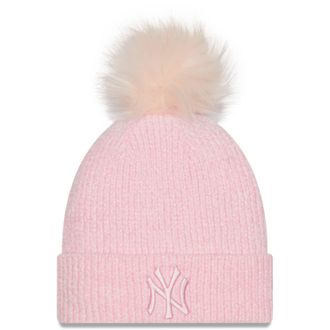 New Era Womens Winter Chenille Bobble Beanie - NY Yankees Pink