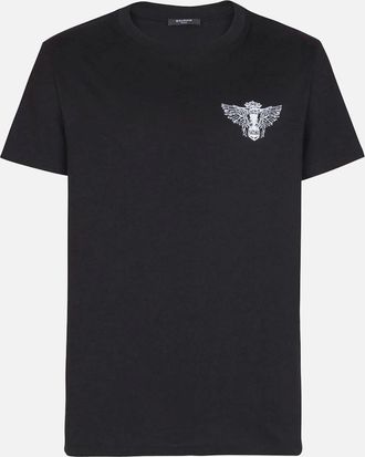 Balmain Mens Slim Wings Print T-Shirt Black - Size: 38