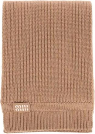 Miu Miu Pre-owned Scarves, female, Brown, Size: ONE SIZE Pre-owned Wool Knit Scarf