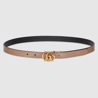 Gucci GG Marmont Reversible Thin Belt, Neutral, Leather