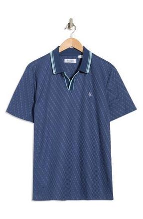 Original Penguin Textured Jacquard Johnny Collar Polo in Sargasso Sea at Nordstrom Rack, Size Xx-Large