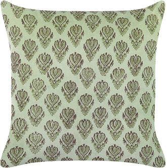 Beliani Coj&iacute;n De Terciopelo Verde 45 X 45 Cm Algod&oacute;n Patr&oacute;n Floral Bloque Impreso Rungia