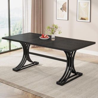 Tribesigns Tribesigns Tavolo da pranzo rettangolare da 150 cm per 10-15 cm, moderno tavolo da cucina con eleganti gambe a cavalletto in metallo, grande tavolo