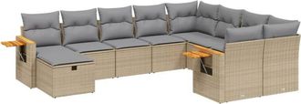 vidaXL Juego De Sof&aacute;s Jard&iacute;n Con Cojines Beige 10 Pzas Rat&aacute;n Sint&eacute;tico Vidaxl