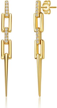 Rachel Glauber 14k Gold Plated Cubic Zirconia Drop Earrings