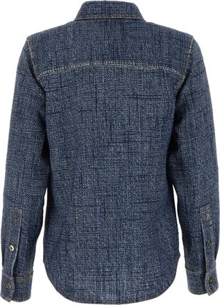 Bottega Veneta Womens Viscose Blend Denim Shirt Navy Silk Polyester