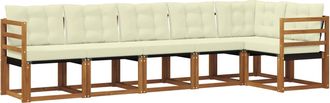 vidaXL Conjunto De Sof&aacute;s De Exterior 6 Uds. Natural Y Crema Vidaxl
