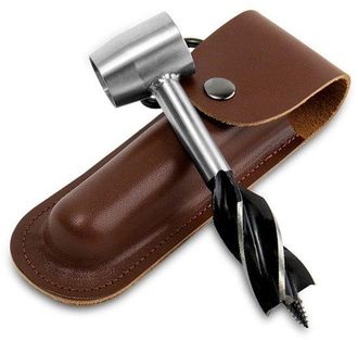 OEM Taladro Manual, Juego De Taladro Manual, Con Estuche De Cuero, Herramienta De Rescate Multifuncional, Marr&oacute;n, 220 G, Camping, Partir Le&ntilde;a