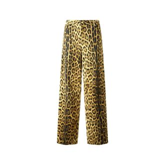 Roberto Cavalli Wide Trousers, female, Brown, Size: XS Jeans With Jaguar Skin Print