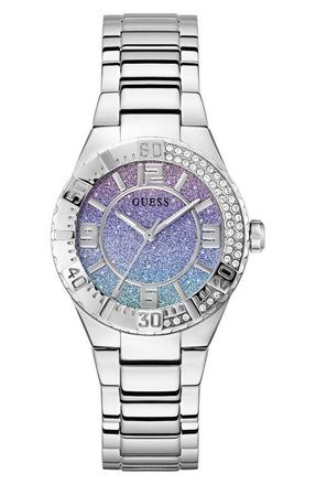 Guess Sangria Blue Ombr&eacute; Bracelet Watch, 36mm in Silver at Nordstrom