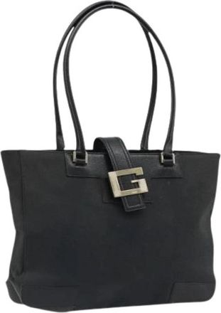Gucci Pre-owned Canvas Tote Bag - Dames - Vintage Shopper - Zwart - ONE Size - Leer - Vintage