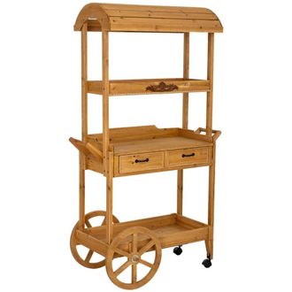 Wanderlust Deco Carro expositor estanteria de madera marr&oacute;n 105x50x173 cm