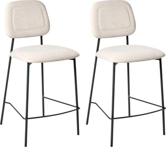 Beliani Beliani - Modern Bar Dining Chairs Set Upholstered Velvet Seat Iron Black Base Light Beige Duette