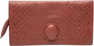 Bottega Veneta Pre-owned Woven Leather Clutch - Dames - Vintage Clutch - Bruin - ONE Size - Leer - Vintage