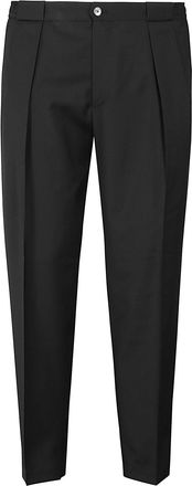 BRIGLIA 1949 Black Portobello Wool Medium Waist Tapered Wool Pants