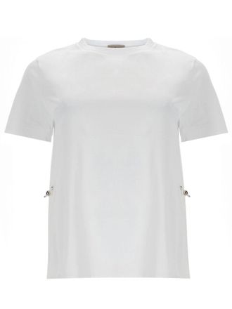 Herno Neutrals Crew Neck Central Pleat Cotton T-Shirt