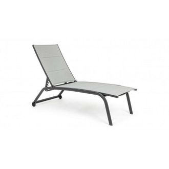 BIZZOTTO Lettino da giardino in alluminio con ruote Antracite cleopas 61x192x h105 cm