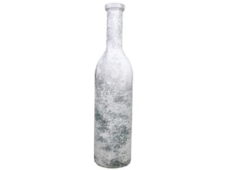Schubiger M&ouml;bel Flasche Glas Weiss Silber H: 75 cm