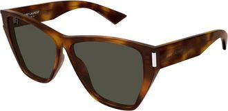 Saint Laurent Cat Eye Zonnebril - Dames - Zonnebrillen - Bruin - 60 MM - Nylon - Accessoires