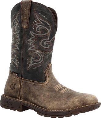 Rocky Mens Legacy 32 Waterproof Pull-On Work Western Boot In Distressed Brown