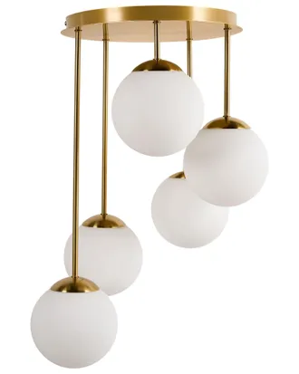 Beliani Lampadario A 5 Luci Con Paralume Moderno Ottone Riana