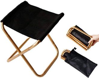 OEM Taburete Plegable Port&aacute;til Camping Bolsa, Peque&ntilde;o Taburete Plegable Ligero Aluminio, Barbacoa Viajes (oro Rosa, 222428, 28 Cm