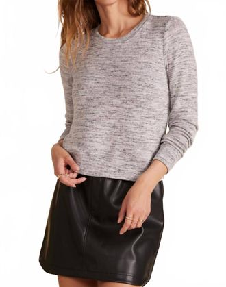 bobi Rib Crewneck Pullover Top In Heather Gray