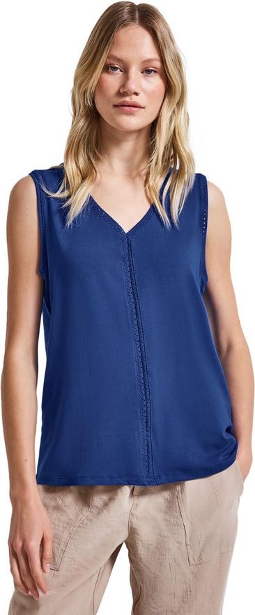 Street One Damen Jersey Top – Lässiges Sommertop Mit Gummibund, Flammgarn-Optik