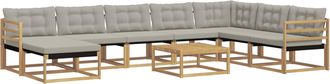 vidaXL Conjunto De Sof&aacute;s De Exterior 9 Uds. Blanco Y Gris Claro Vidaxl