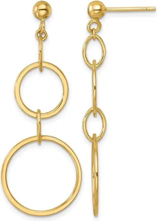 Diamond2Deal 14K Yellow Gold Circle and Oval Link Drop Dangle Earrings